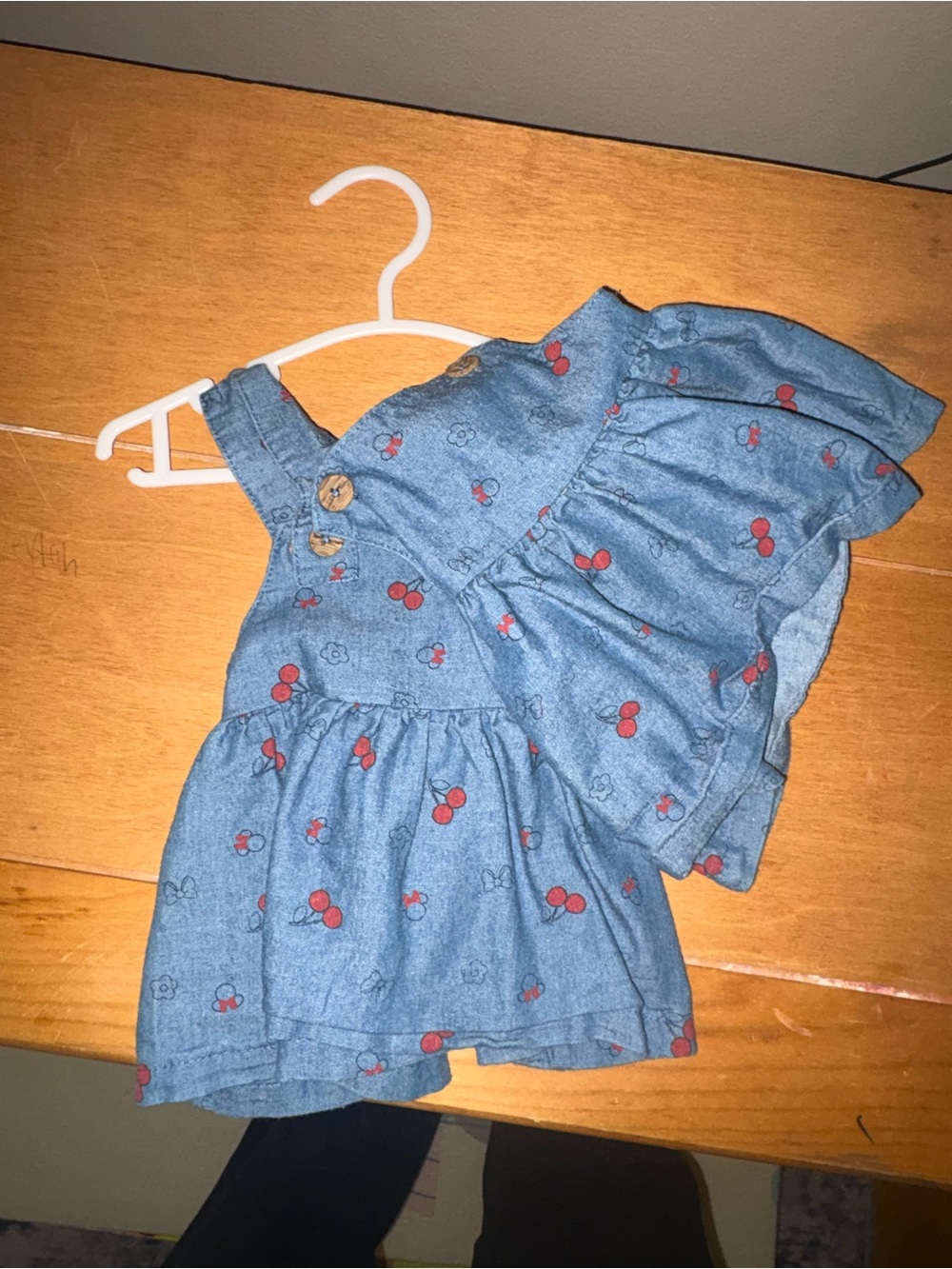 Twin set- Baby/Toddler Blue Cherry Print Denim Dress - Unbranded